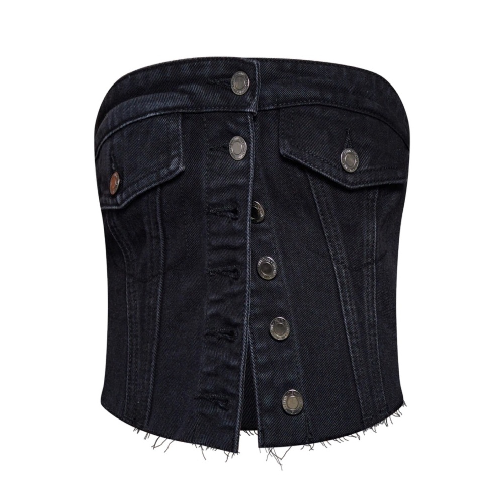 PrettyLittleThing Cropped Bandeau Denim Top Size Medium (8) NEW